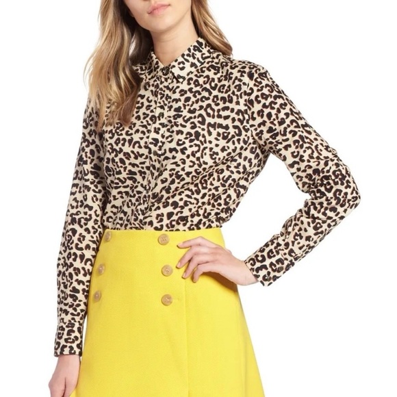 1901 Tops - Nordstrom 1901 100% Cotton Leopard Button Down Blouse Size M